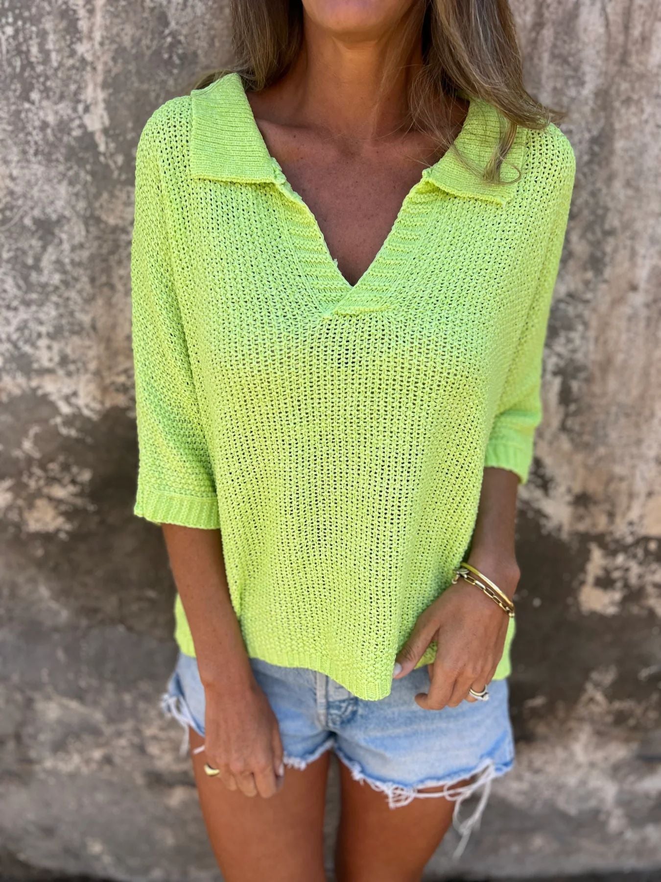 Lapel Knit Top