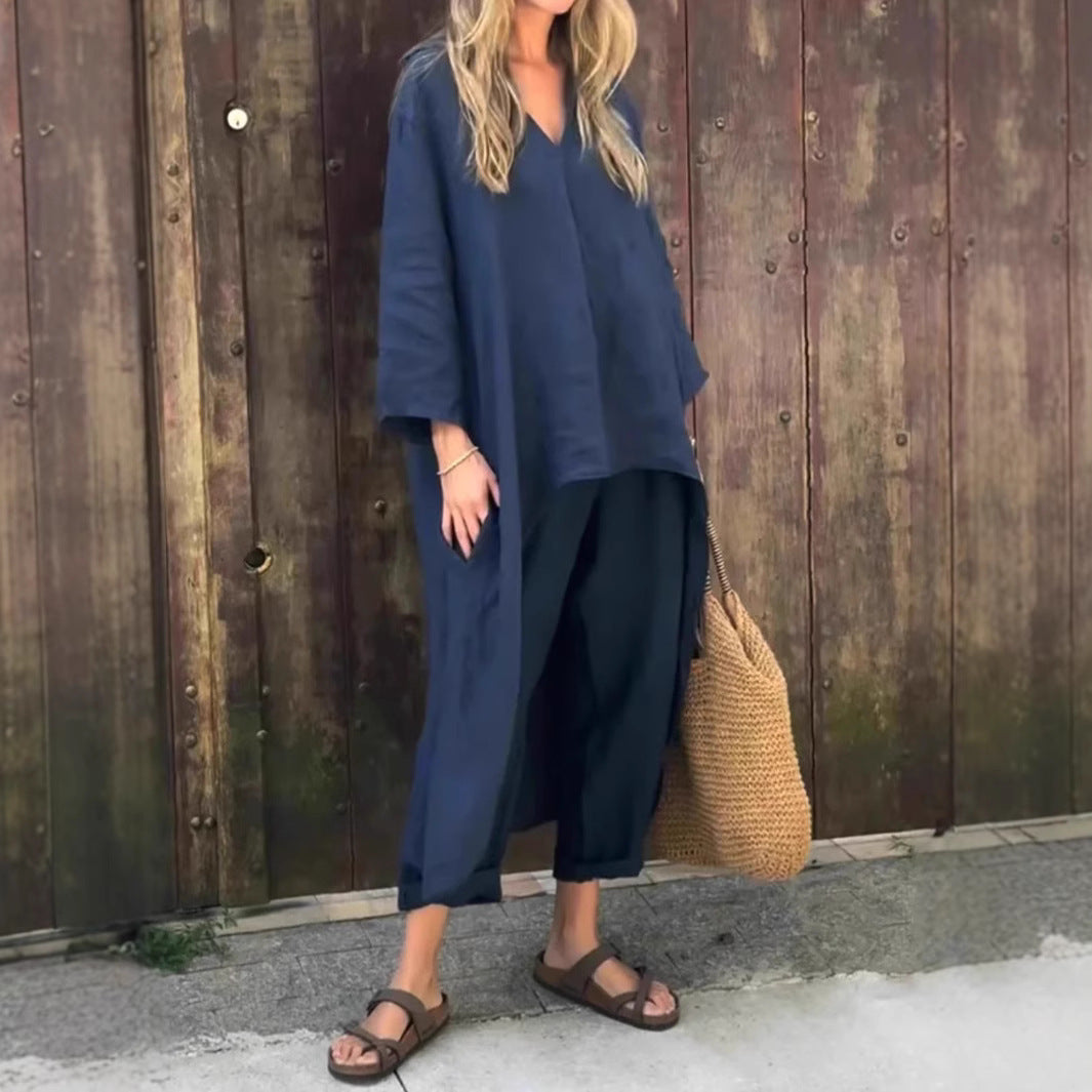 V-Neck & Wide-Leg Set