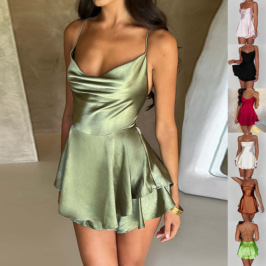Sexy Satin Suspender Dress