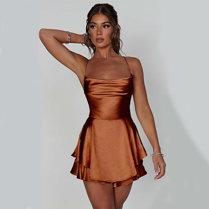 Sexy Satin Suspender Dress