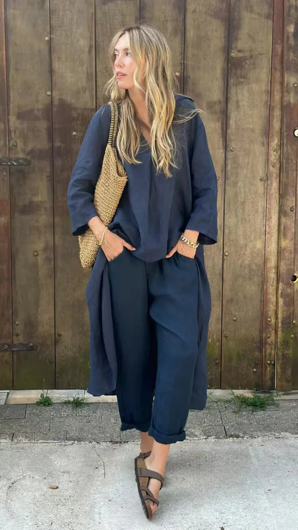 V-Neck & Wide-Leg Set
