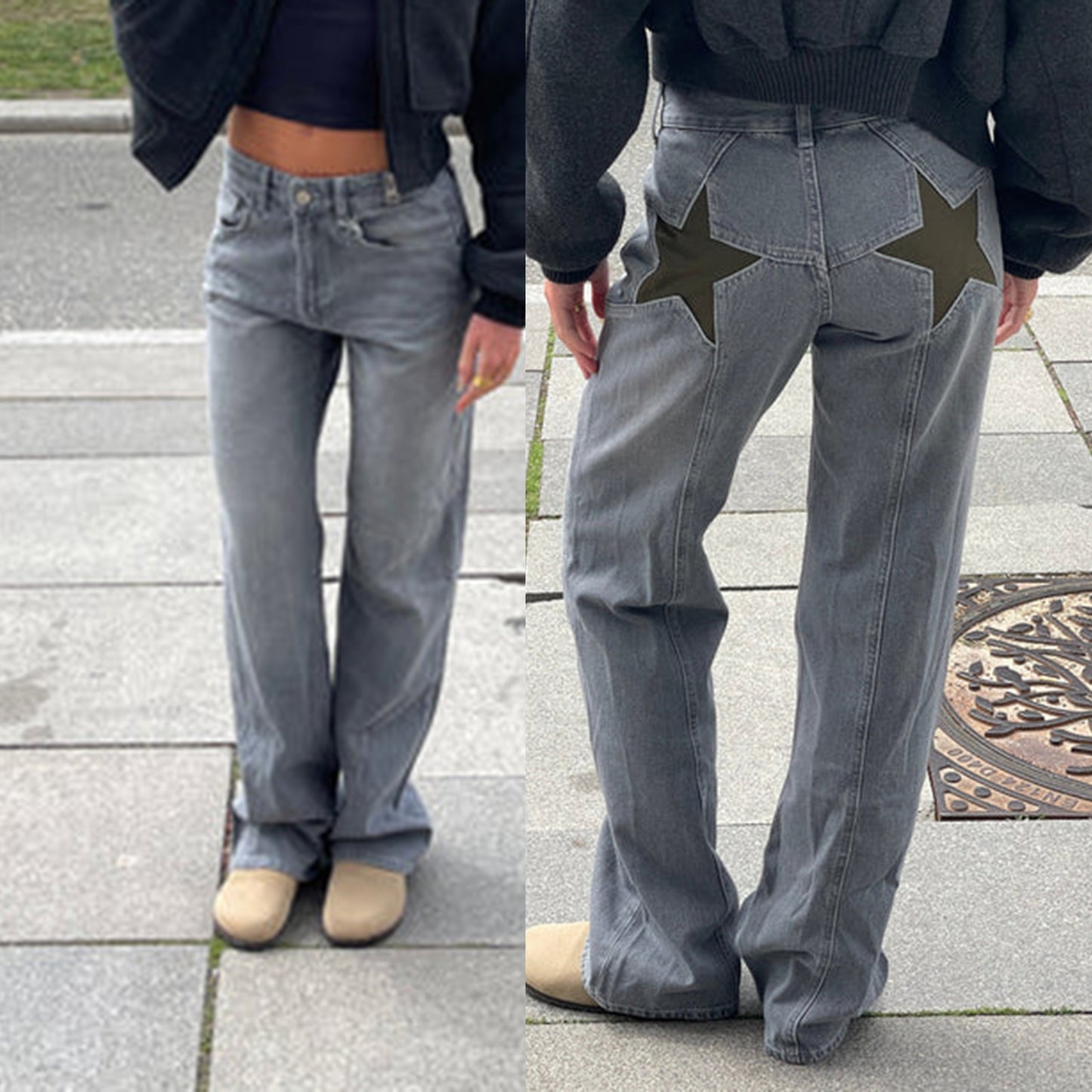 Retro Star Patch Jeans
