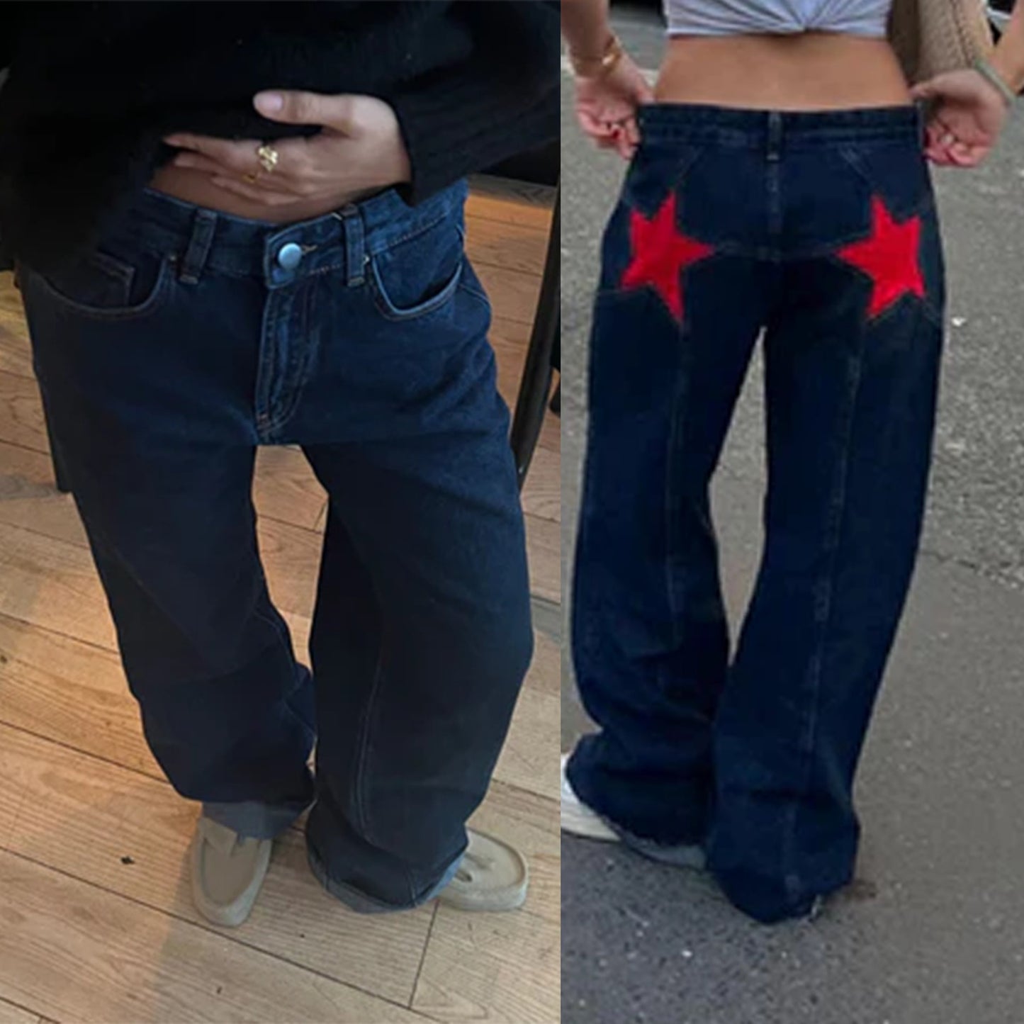 Retro Star Patch Jeans