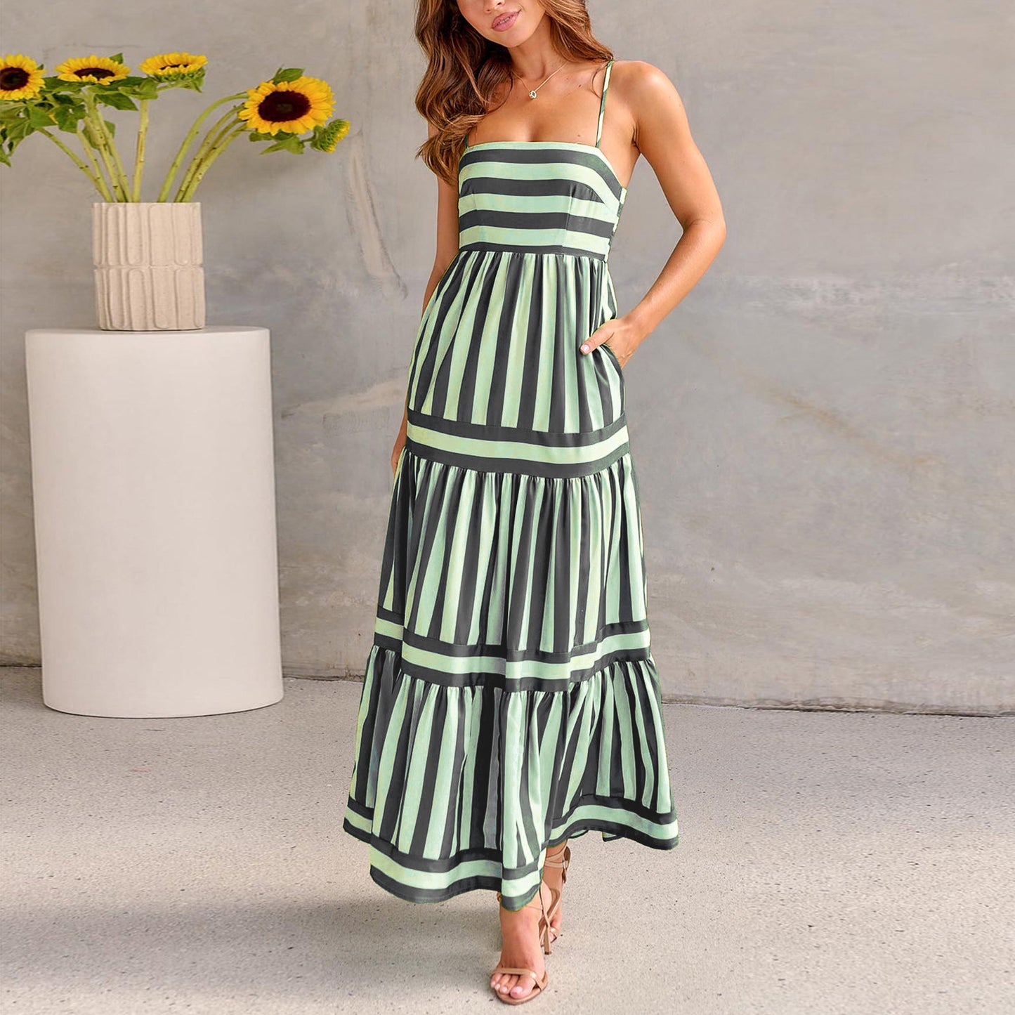 Striped Suspender Dress