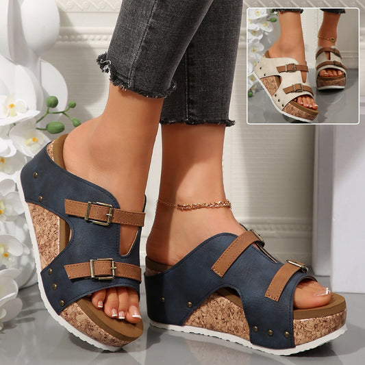Women's Buckle Wedge Sandals