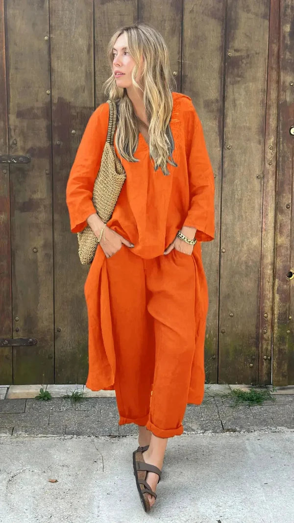 V-Neck & Wide-Leg Set