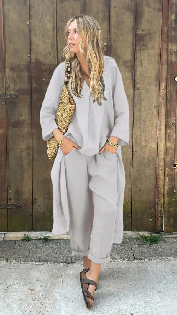 V-Neck & Wide-Leg Set
