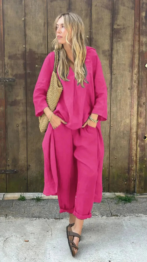 V-Neck & Wide-Leg Set