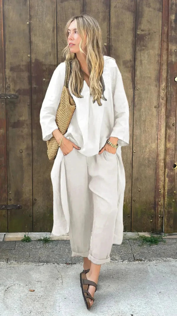 V-Neck & Wide-Leg Set