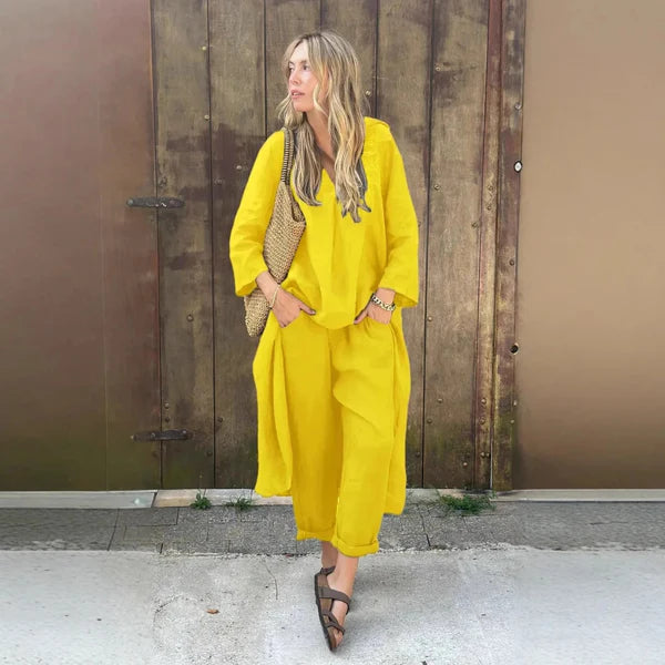 V-Neck & Wide-Leg Set