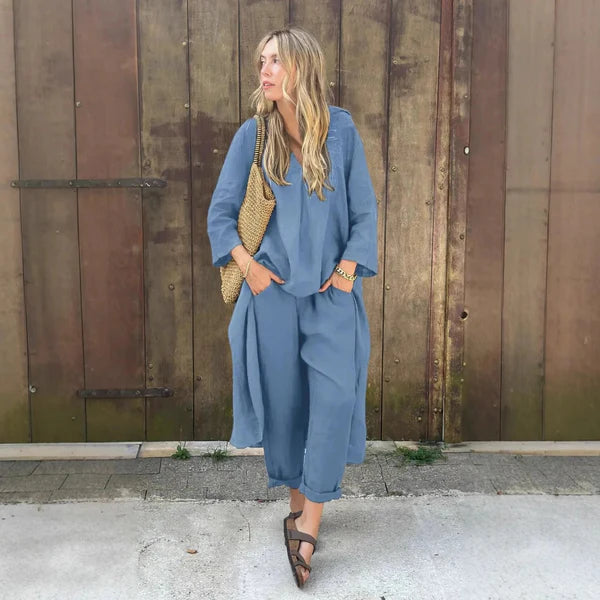 V-Neck & Wide-Leg Set