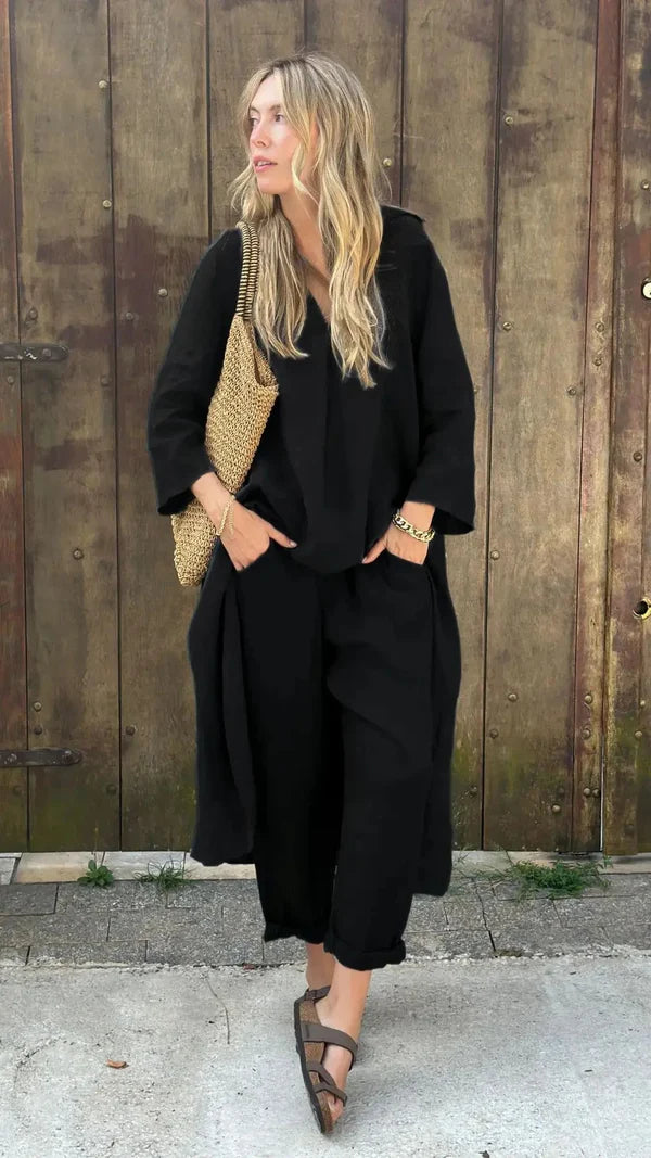 V-Neck & Wide-Leg Set